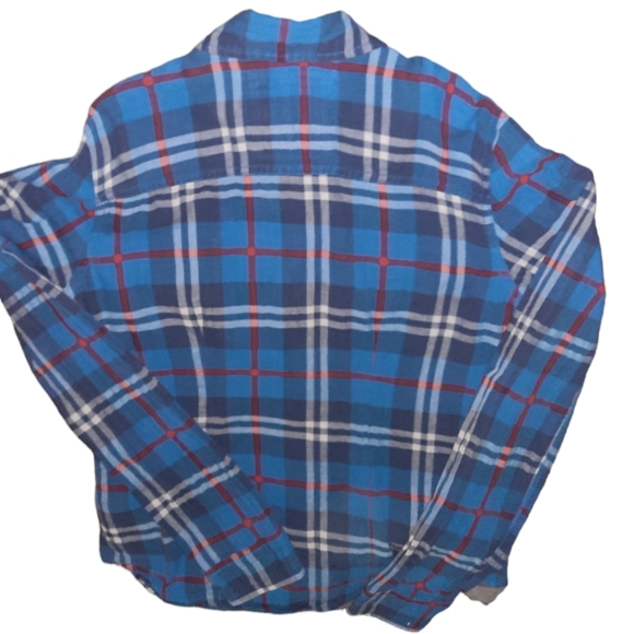 Abercrombie & Fitch Flannel Plaid Shirt Size Small Moose Logo Long Sleeve Blue - Picture 8 of 9